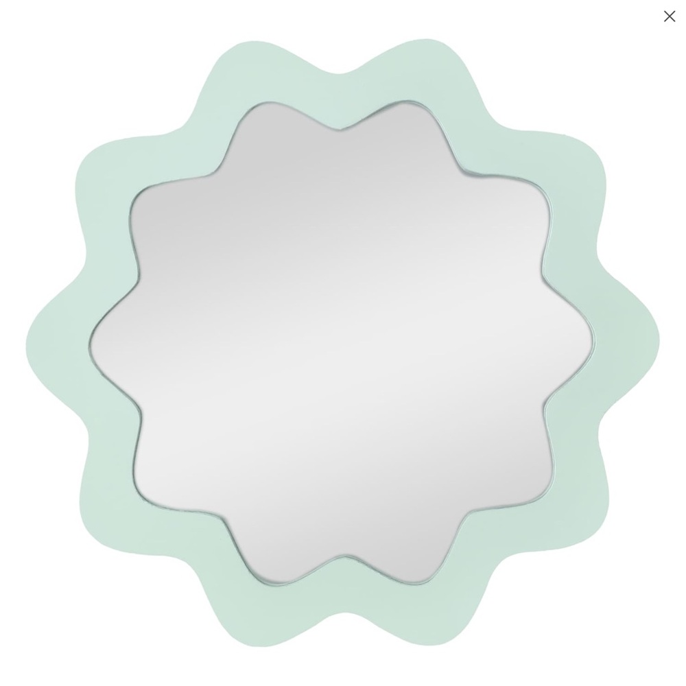 Wavy Mirror - Mint Green Wavy Scallop Round Wall Mirror 12in NEW - Picture 4 of 6